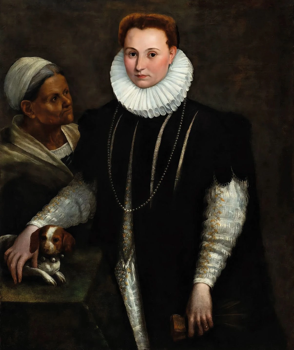 Bei Magna Art für 325.000 Euro versteigert: Lavinia Fontanas Ölgemälde „Dame mit Dienerin und Hündchen“, 1604/1614