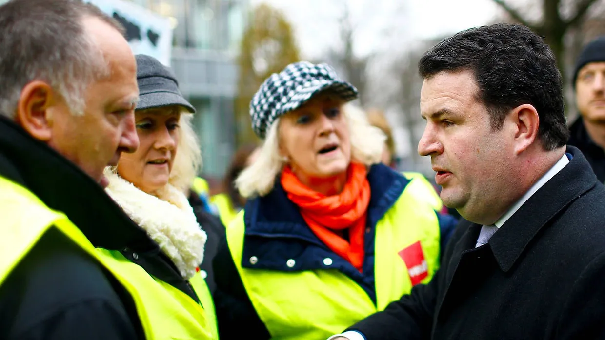 Der Minister als Vorkämpfer für höhere Löhne: Hubertus Heil auf einer Gewerkschaftsdemonstration.