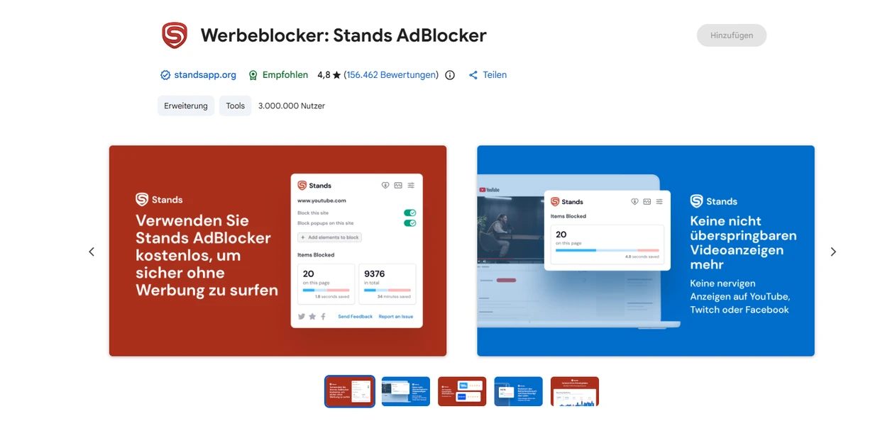 Kommt als Werbeblocker, saugt die Daten: Das ist bei vielen Erweiterungen leider die Regel.