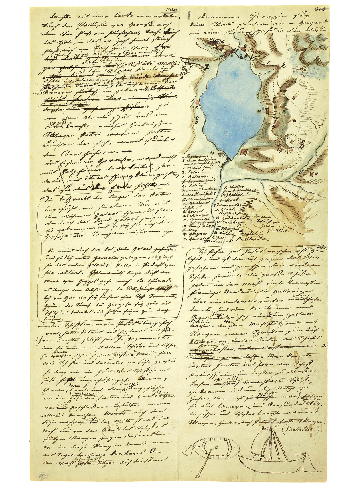 Wie sah der See Genezareth in biblischer Zeit aus? Und welche Gestalt hatte das Schiff, das Jesus benutzte? Clemens Brentano ließ es sich von Anna Katharina Emmerick sagen und hielt es am 21./22. August 1822 fest.