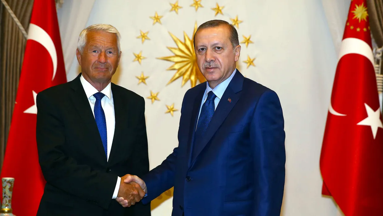 Thorbjørn Jagland bei seinem Türkei-Besuch mit Präsident Erdogan