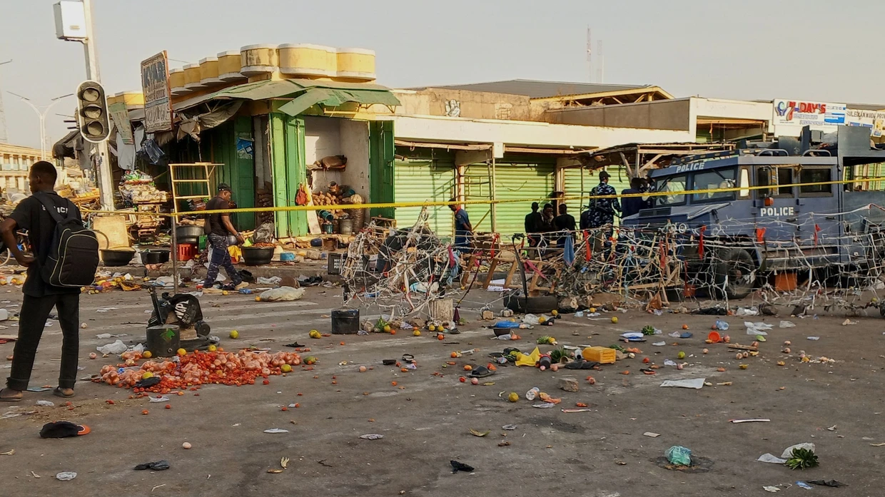 Police secure a crime scene in Maiduguri, Nigeria, March 17, 2026.