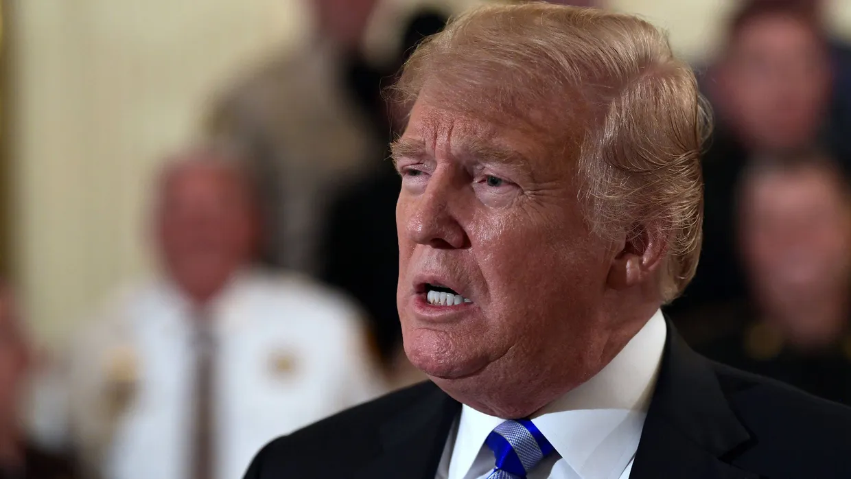 Donald Trump am Mittwoch während einer Veranstaltung mit Sheriffs im East Room des Weißen Hauses in Washington