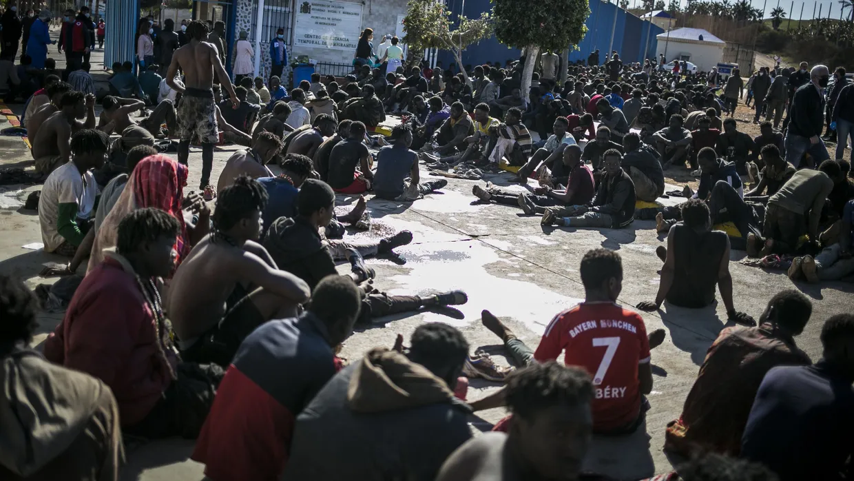 Migranten am 2. März bei ihrer Ankunft in Melilla