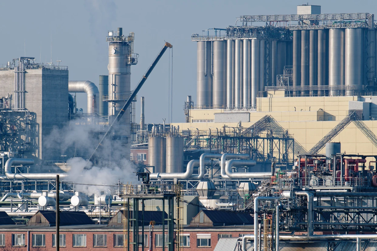 Blick auf das Stammwerk von BASF in Ludwigshafen am Rhein