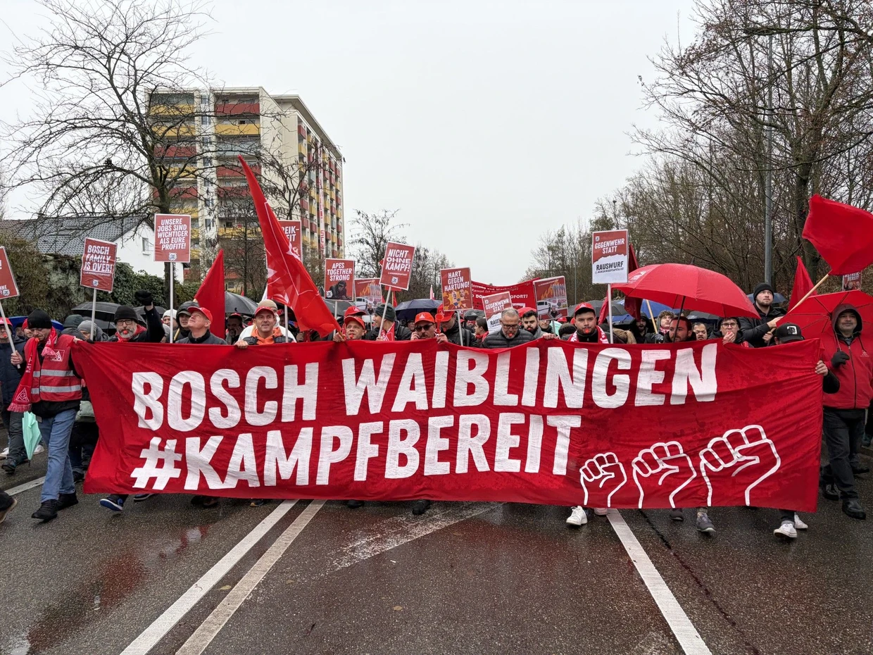 Aktionstag in Waiblingen: Bosch-Werker protestieren gegen die Schließung ihrer Fabrik.