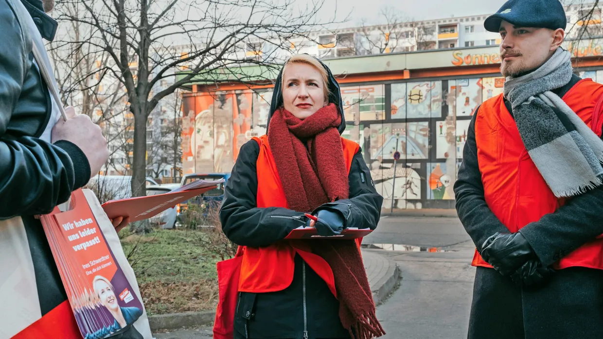 Die Parteivorsitzende der Linken Ines Schwerdtner am 8. Februar in Berlin