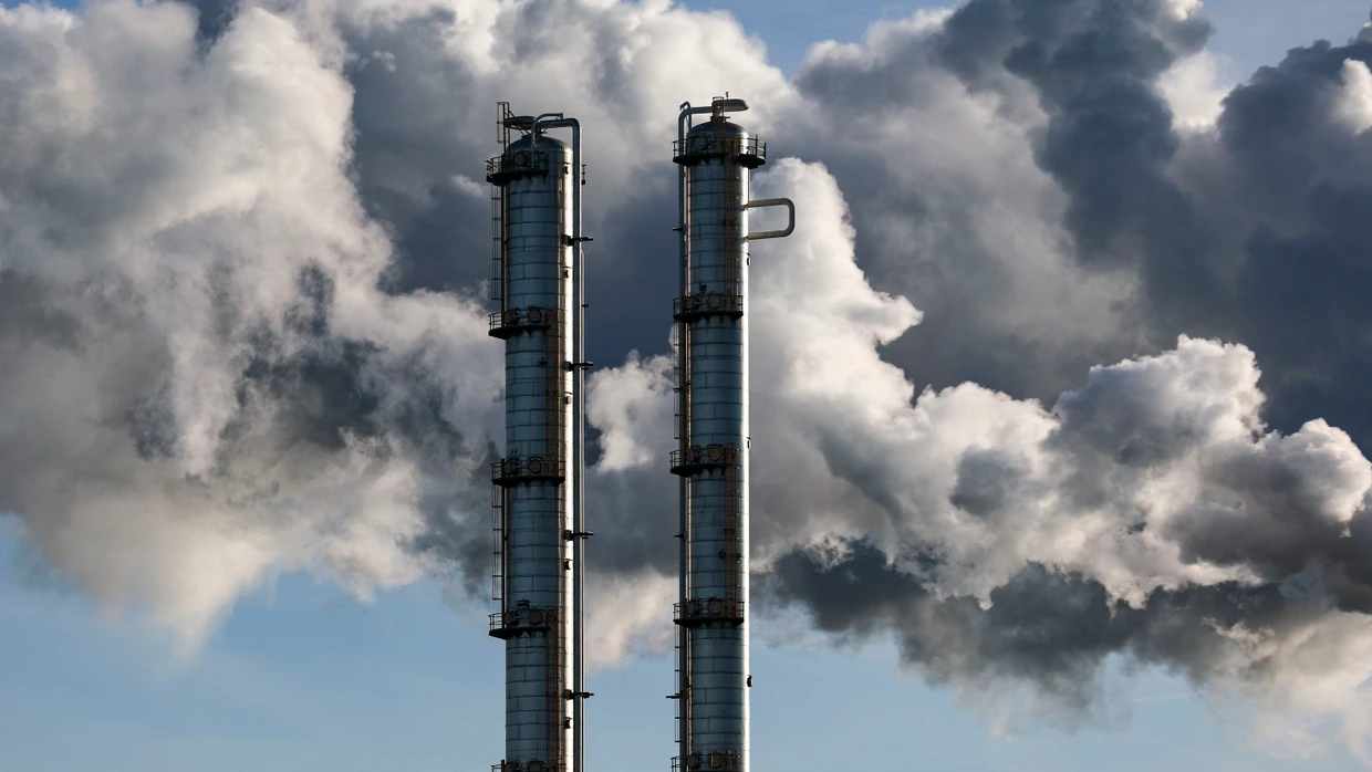 Blick auf die Anlagen von Dow Chemical im Chemiepark Böhlen in Sachsen