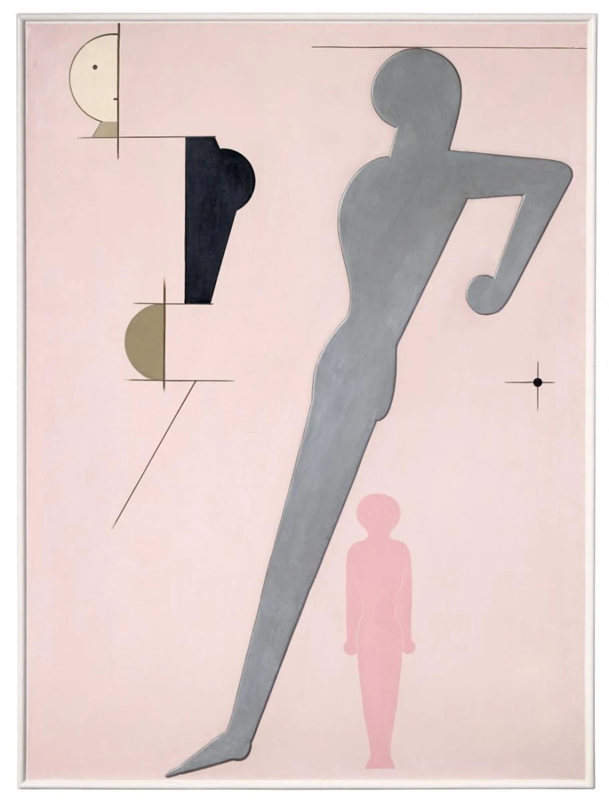 Oskar Schlemmer, „Komposition auf Rosa (Rekonstruktion)", 1916/1930, Mischtechnik und Relief auf Leinwand und Holzplatte, 128,5 mal 95,2 Zentimeter, Taxe 1,2 bis 1,5 Millionen Euro