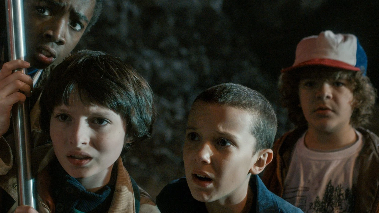 Child stars: Caleb McLaughlin, Finn Wolfhard, Millie Bobby Brown and Gaten Matarazzo (from left) in season 1