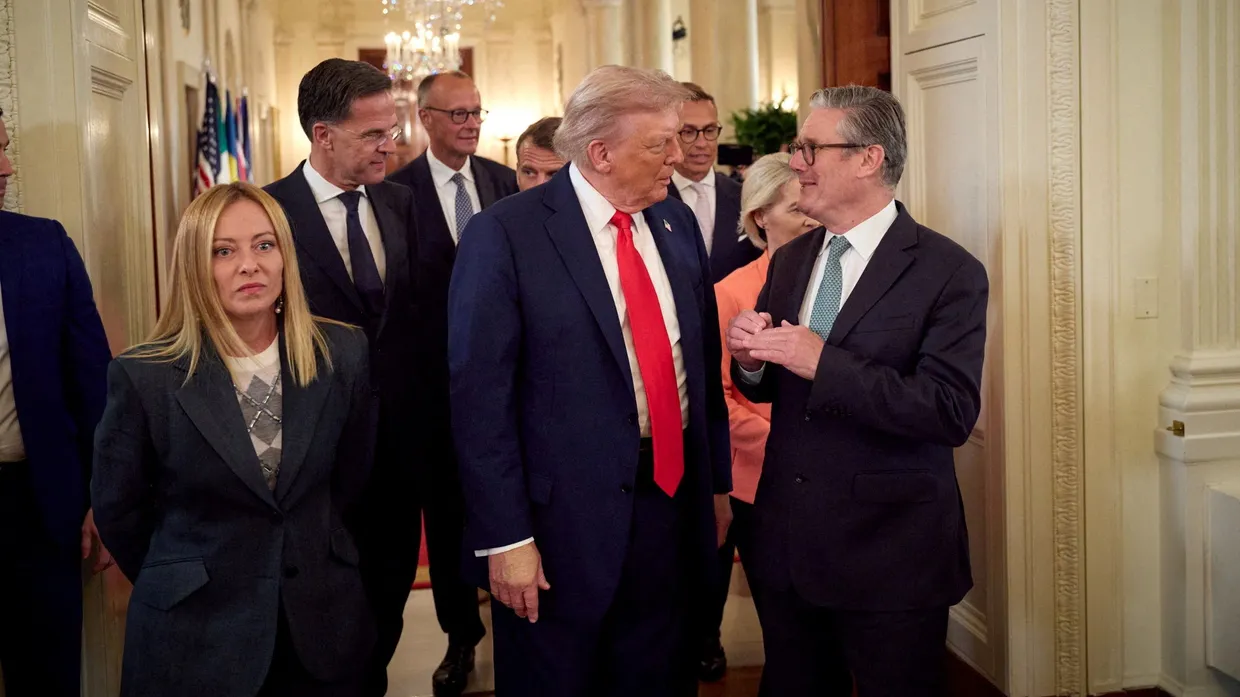 Die europäischen Staats- und Regierungschefs Mitte August im Weißen Haus nach einer Krisensitzung nach dem Alaska-Gipfel