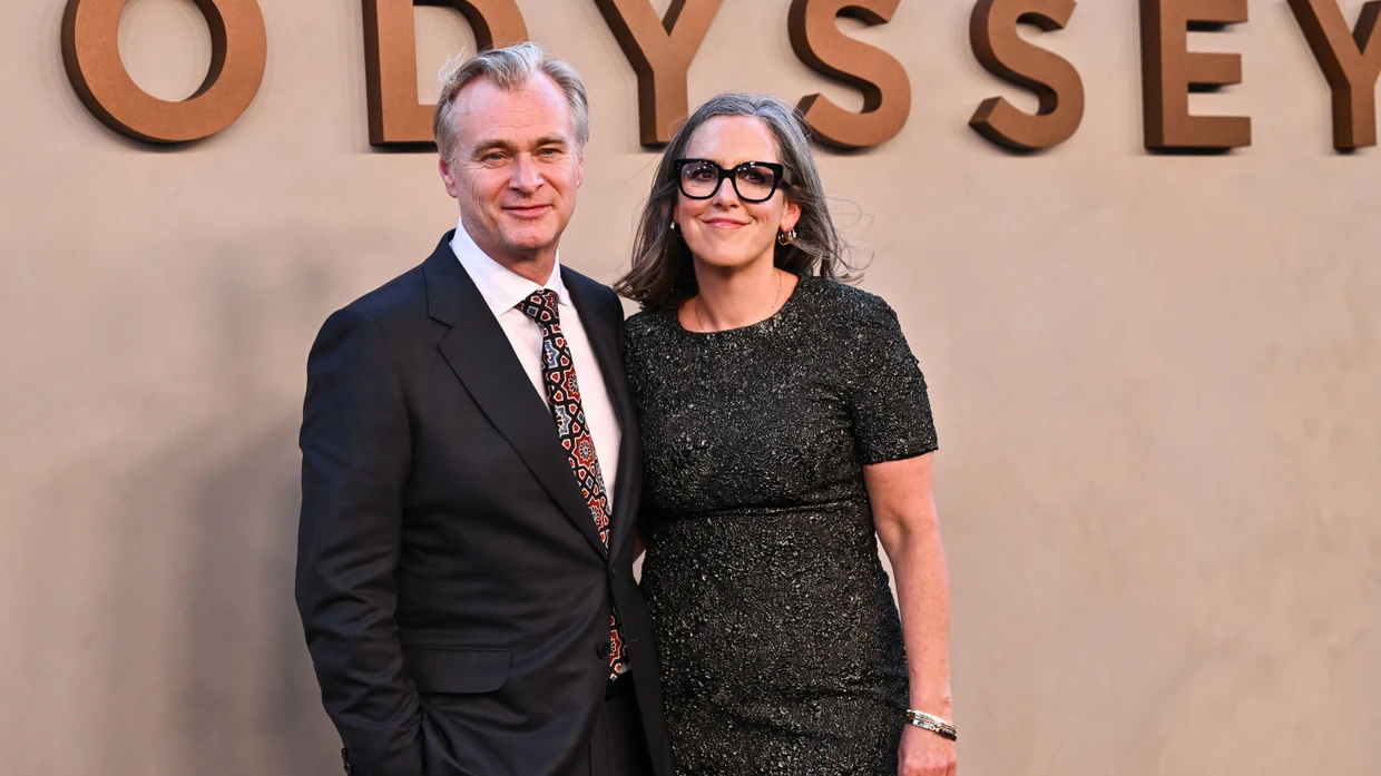 Regisseur Christopher Nolan und Emma Thomas nehmen in New York an der Premiere von „The Odyssey“ im AMC Lincoln Square teil.