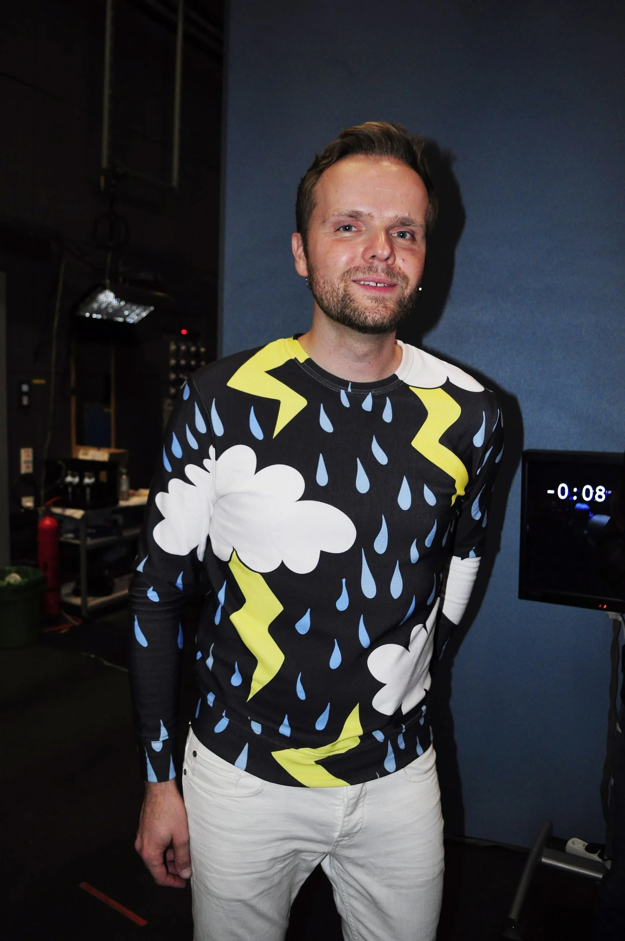 Gewitter auf dem Pullover: Benjamin Stöwe, hier im Jahr 2019 bei einer ZDF-Veranstaltung