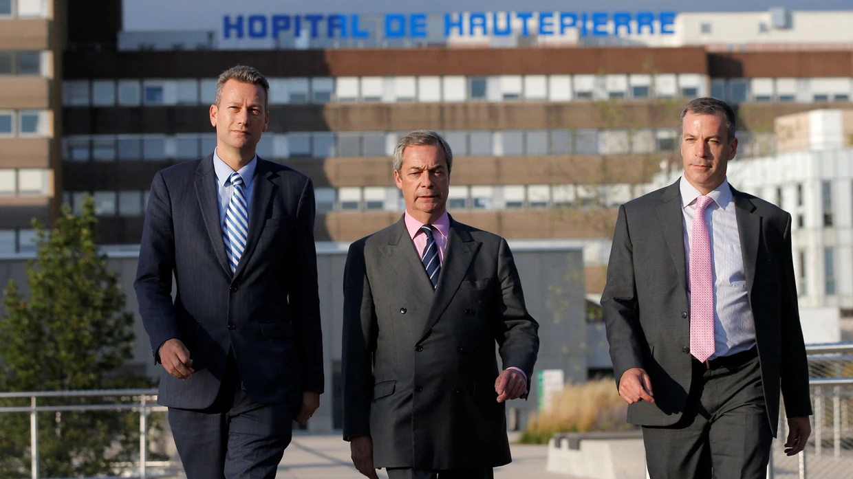 Die UKIP-Politiker Nathan Gill, Nigel Farage und Hermann Kelly im Oktober 2016 in Straßburg