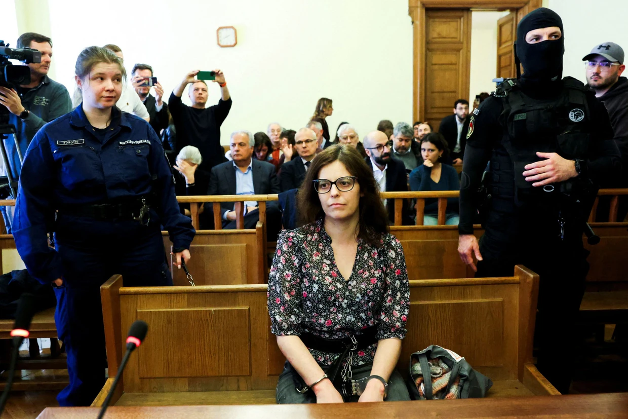The Italian Ilaria Salis in the courtroom in Budapest on March 28, 2024