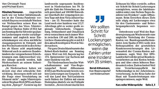 Tausend Zeichen? Zählen wir einmal nach: Auszug aus der „Hannoverschen Allgemeinen“ von Montag.