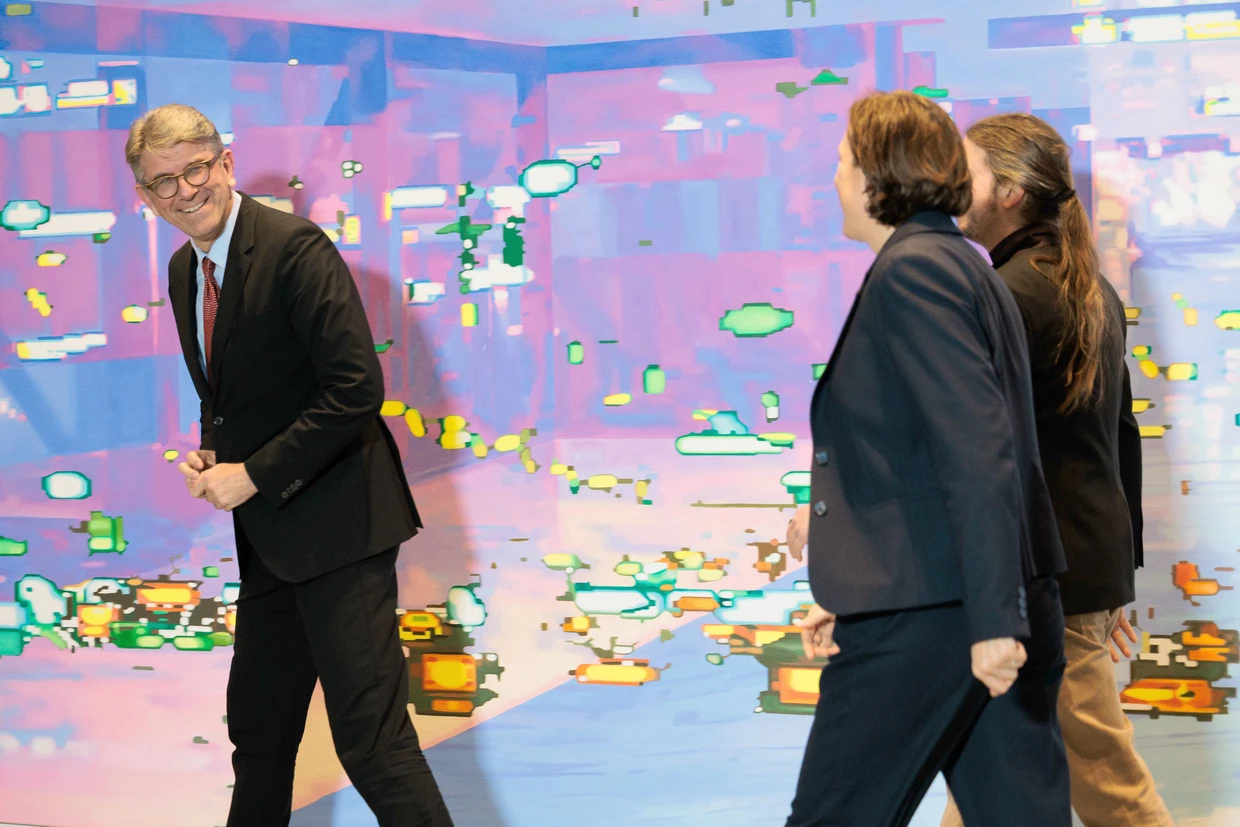 Wolfram Weimer, Alex Landenburg, Mitgründer der Musikplattform ROKK Streaming, und Susanne Dehmel, Mitglied der Geschäftsleitung Recht & Sicherheit Bitkom e.V.