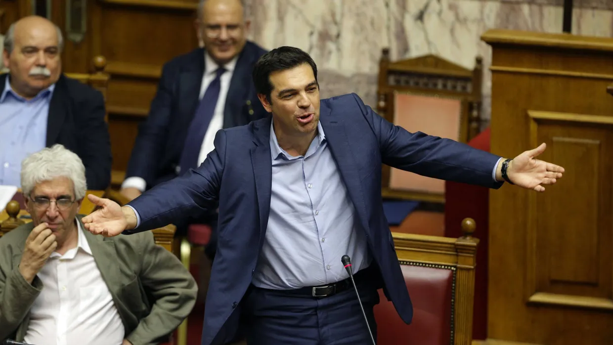 Der griechische Regierungschef Alexis Tsipras bei der Debatte im Parlament im Athen