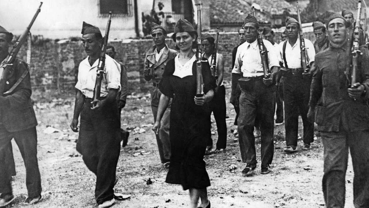 Eine Einheit republikanischer Kämpfer während des Spanischen Bürgerkriegs, 1936