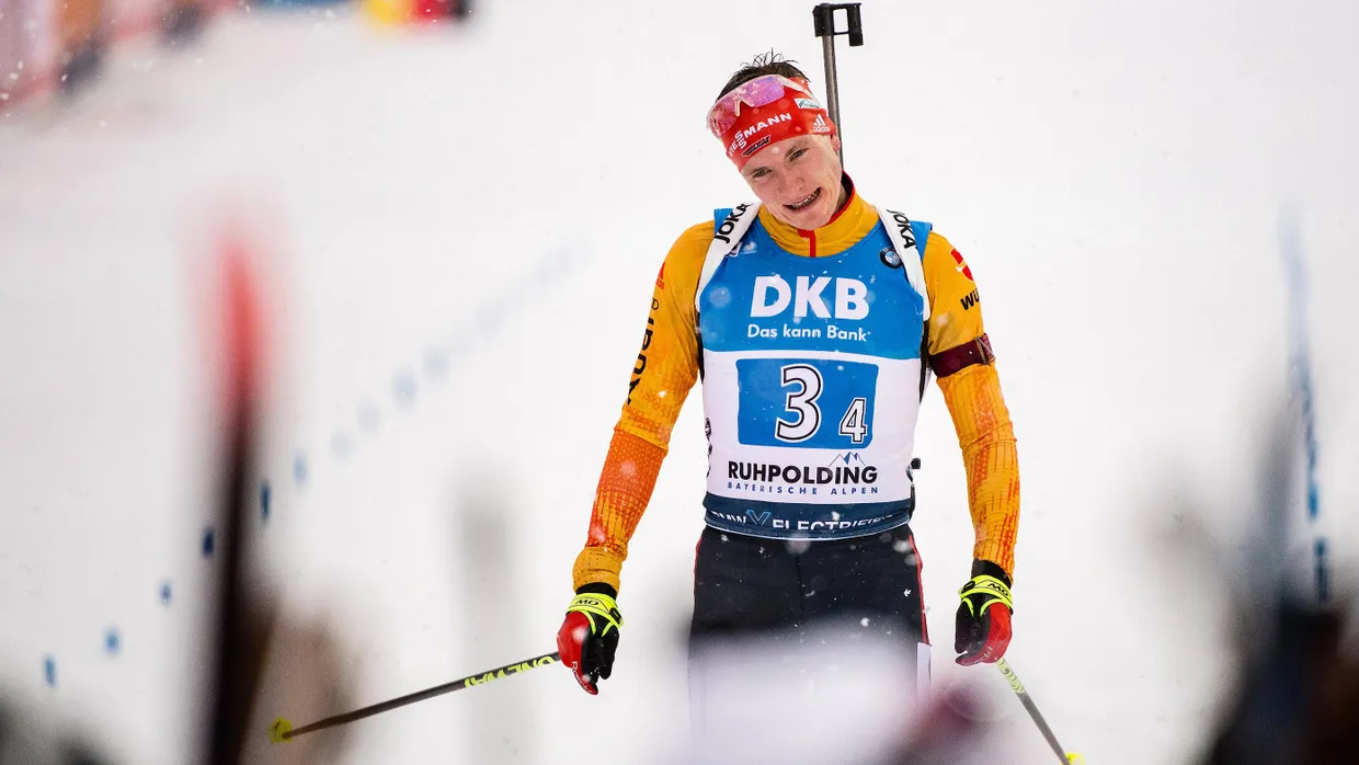 Nicht wirklich zufrieden: Benedikt Doll beim Zieleinlauf in Ruhpolding