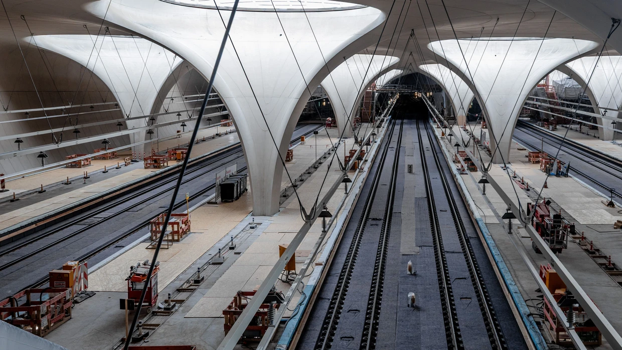 Bauarbeiten finden am zukünftigen Stuttgarter Hauptbahnhof statt.