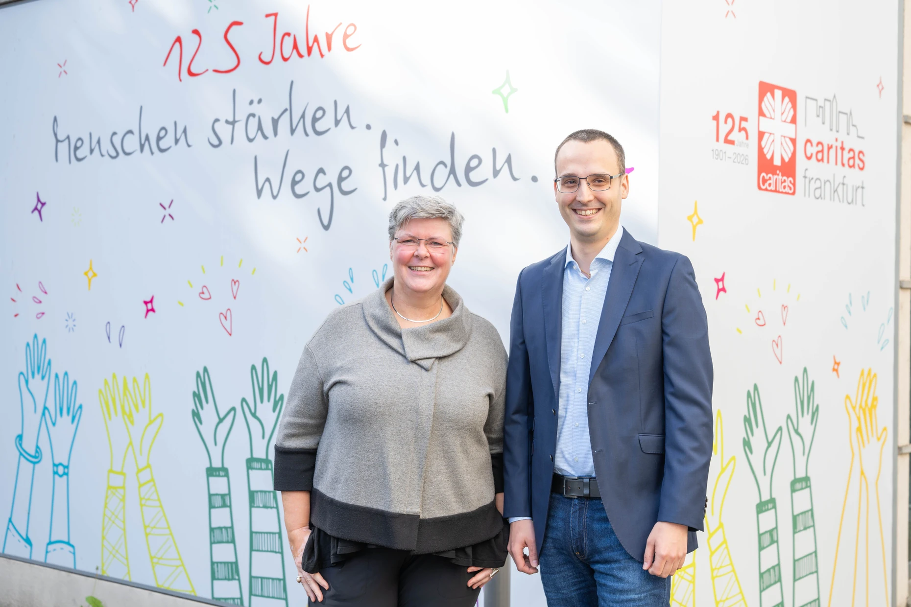 Der Vorstand der Caritas Frankfurt: Gaby Hagmans und Christoph Bundschuh