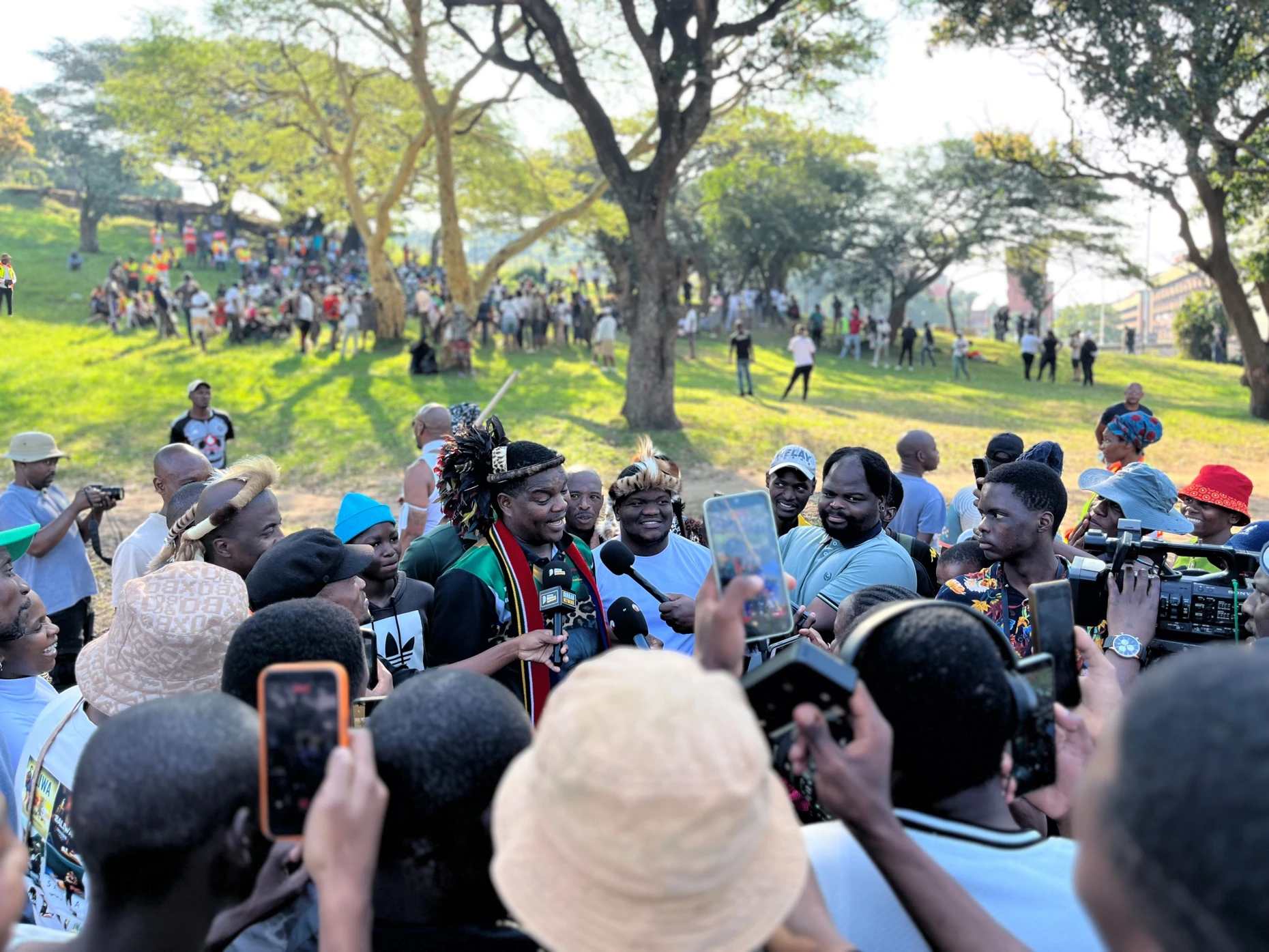 Ngizwe Mchunu am Montag am Ende eines Protestmarschs gegen Einwanderer in Durban
