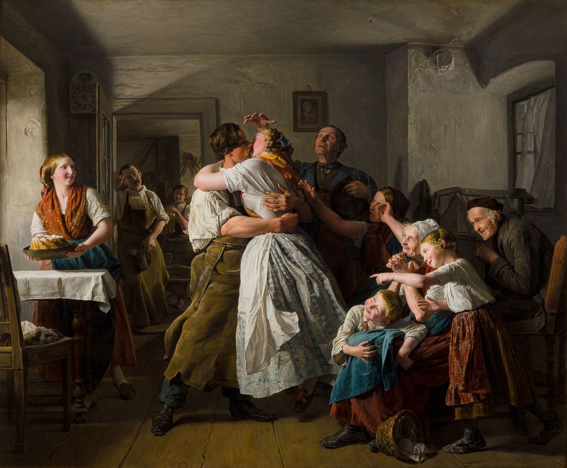 Teuerstes Los im Kinsky, doch unterhalb der Taxe bei 340.000 Euro zugeschlagen: Ferdinand Georg Waldmüller, „Die Verlobung“, 1857, Öl auf Holz