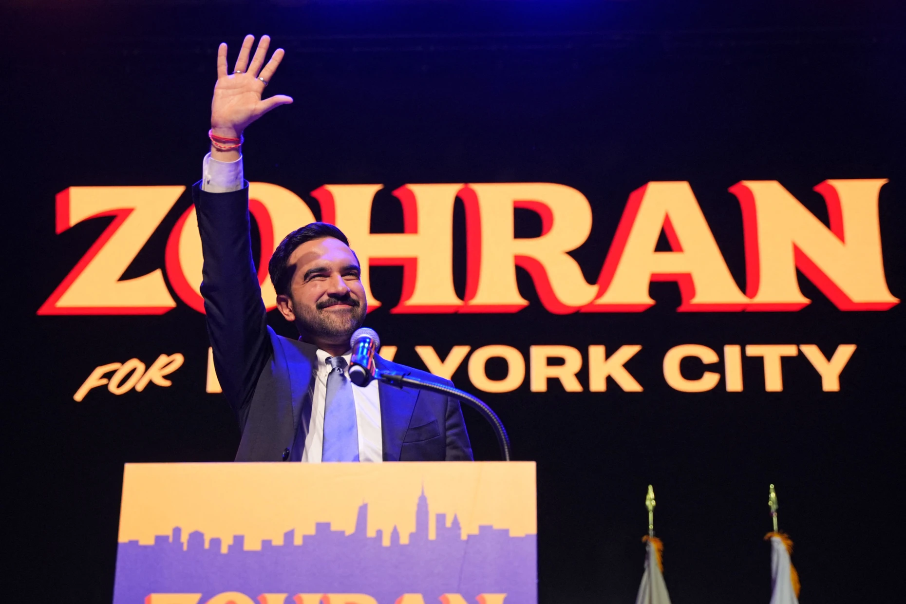 Der frisch gewählte Bügermeister von New York, Zohran Mamdani, in der Wahlnacht im November 2025.