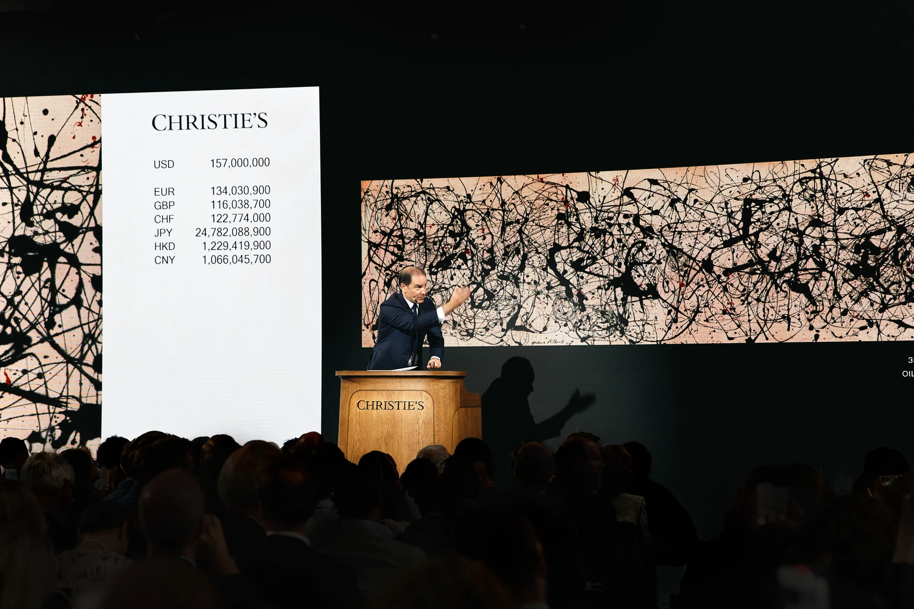 Zuschlag bei 157 Millionen Dollar: Auktionator Adrien Meyer verkauft bei Christie’s in New York Jackson Pollocks „Number 7A, 1948“