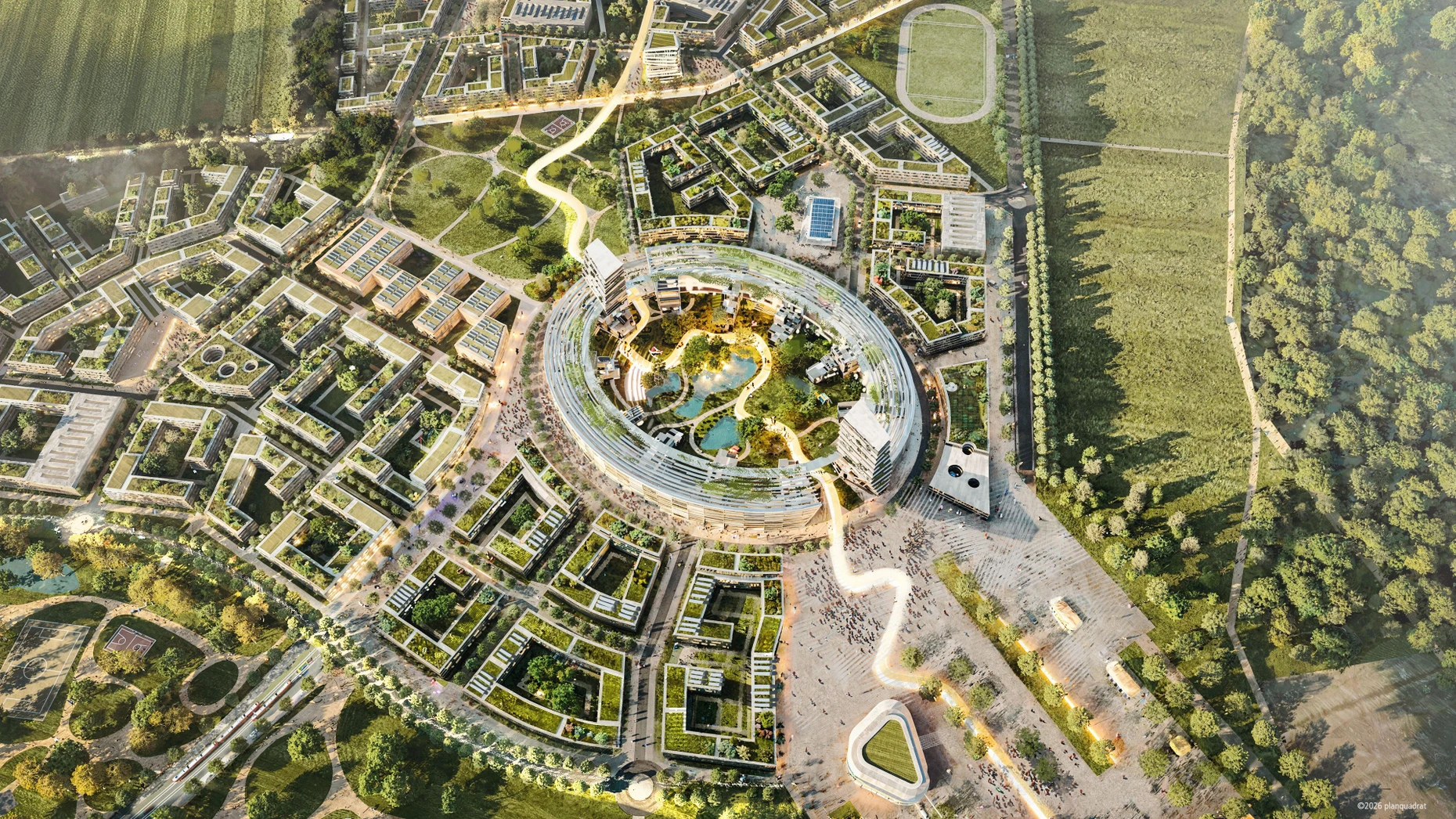 Erst Sommerspiele, dann Wohnraum: Visualisierung eines möglichen Stadtteils in Köln