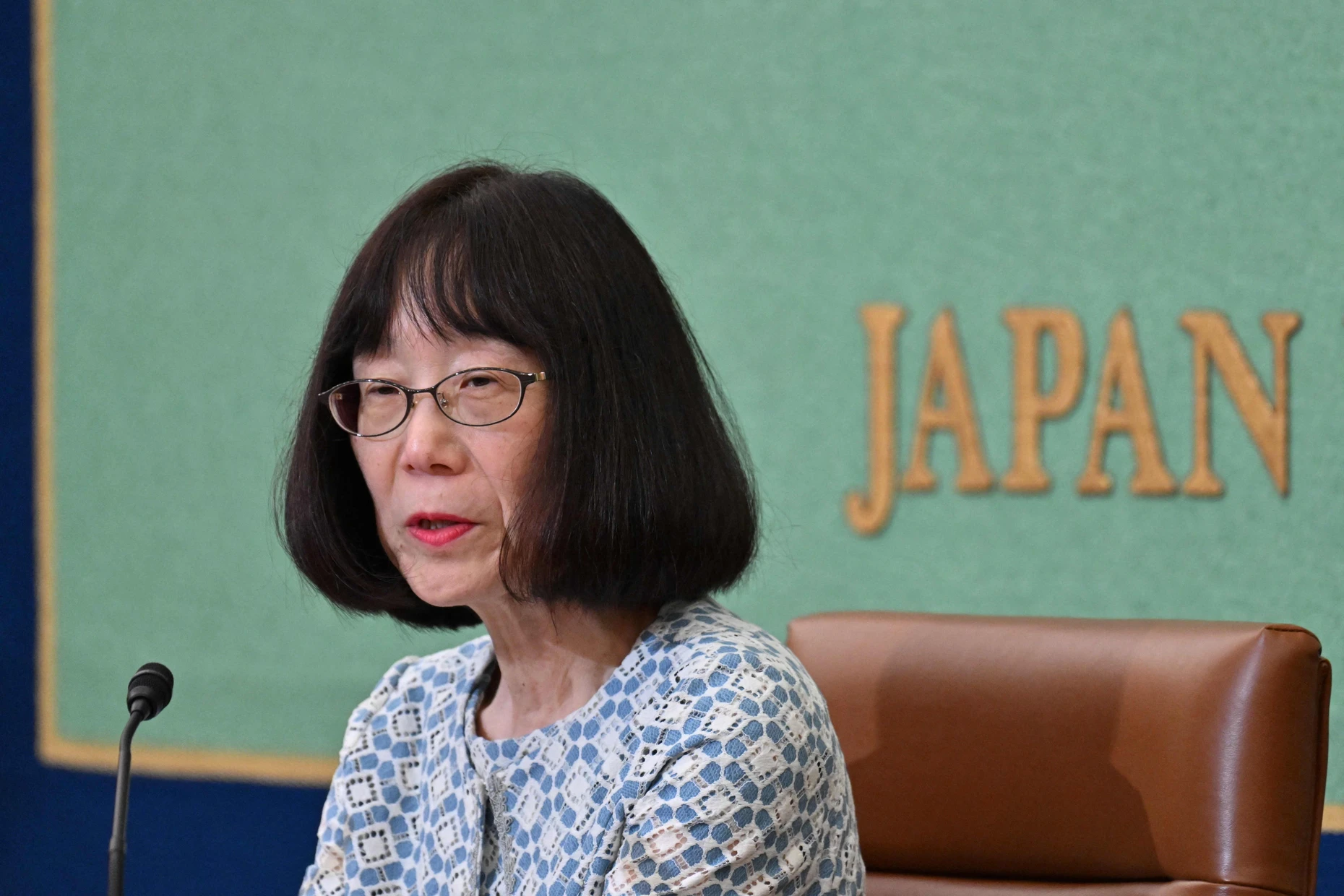 Präsidentin des Strafgerichtshofs: Tomoko Akane spricht 2024 im Japan National Press Club.