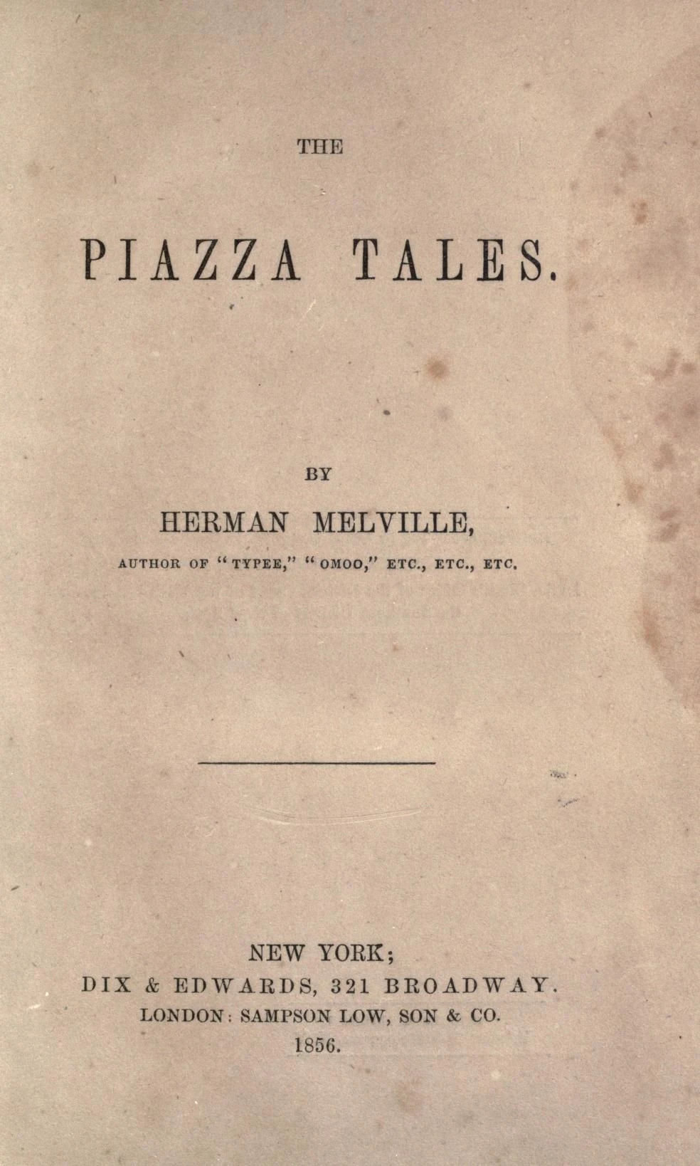 Herman Melville: „The Piazza Tales“ (1856)