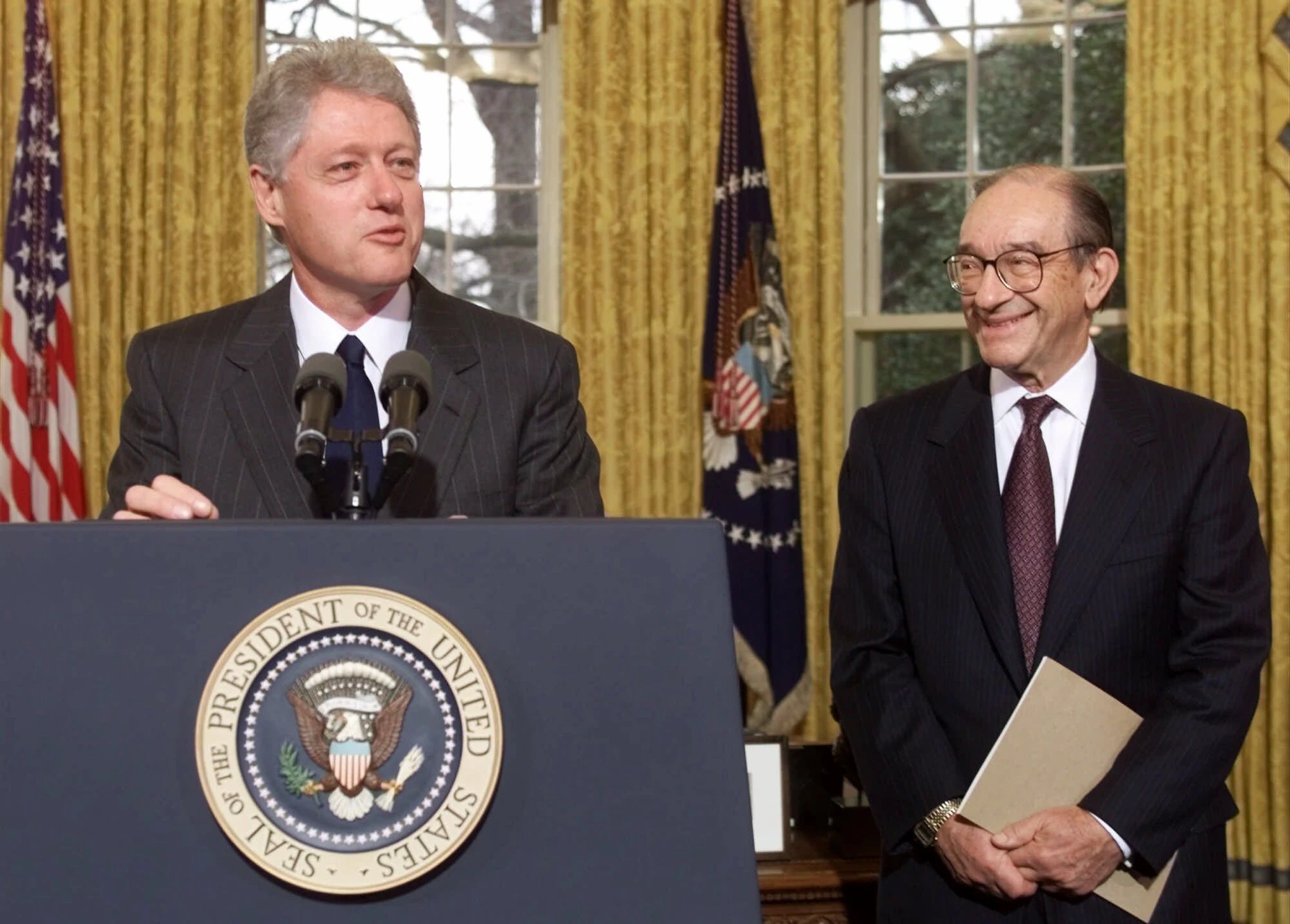 2000: Greenspan und Präsident William „Bill“ Clinton