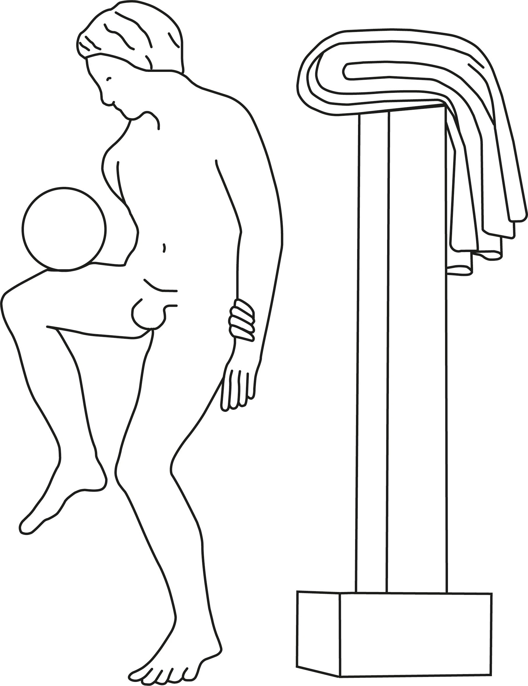  Die Umzeichnung eines Reliefs aus Zea aus dem vierten vorchristlichen Jahrhundert zeigt Ballbalancierkünste auf dem Oberschenkel.