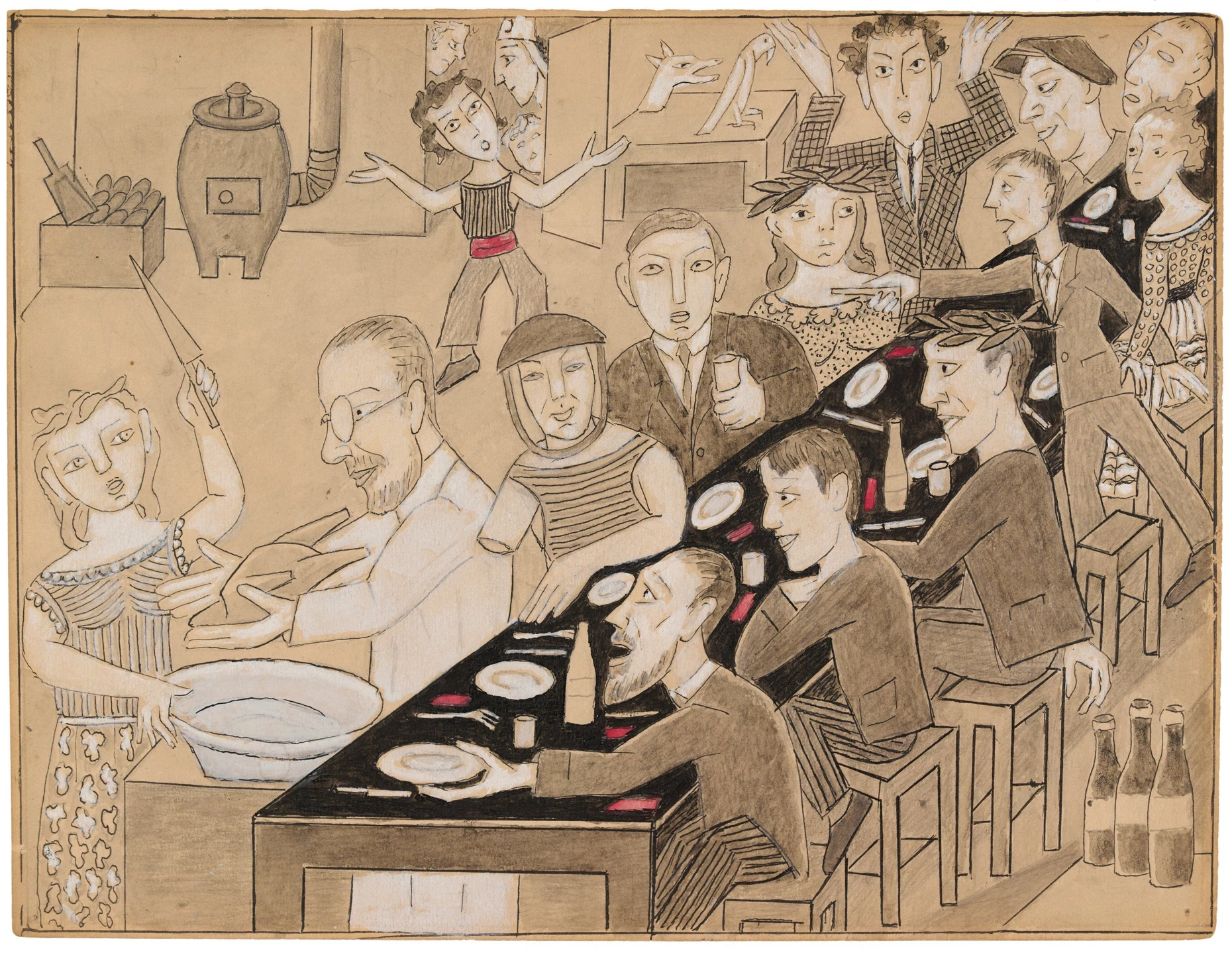  Marie Vassilieffs Gouache-Zeichnung „Le Banquet Braque“ aus dem Jahr 1917, Taxe 15.000 bis 20.000 Euro
