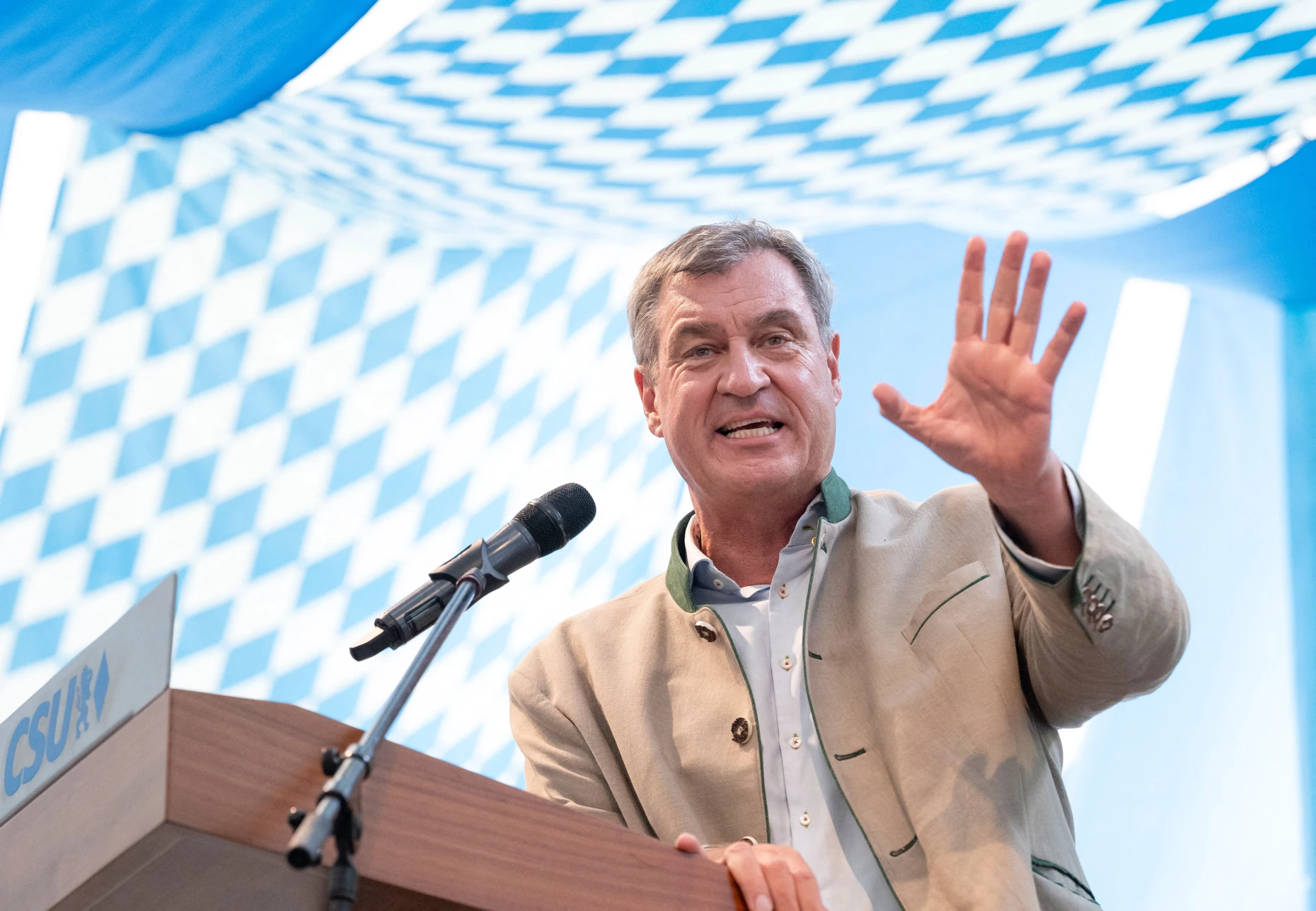 Ministerpräsident Söder Anfang September beim politischen Frühschoppen beim Gillamoos