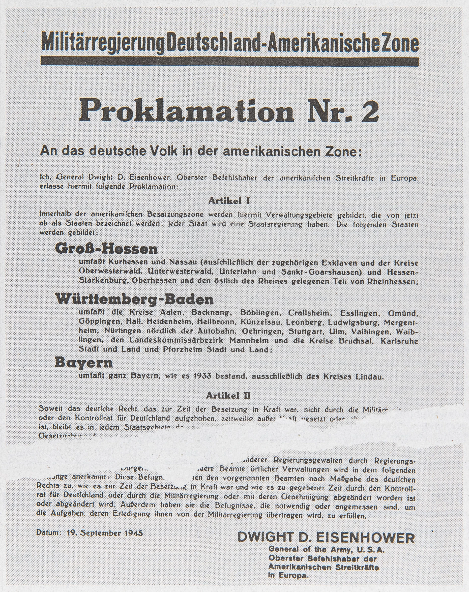 Ein neues Land: Am 19. September 1945 gründeten die Amerikaner Groß-Hessen. Das „Groß“ entfiel bald, aus dem Land wurde 1949 ein Bundesland der Bundesrepublik. Am 1. Dezember 1946 nahmen die Hessen die Verfassung des Landes an und wählten zugleich erstmals den Landtag – dies jährt sich 2026 zum 80. Mal.