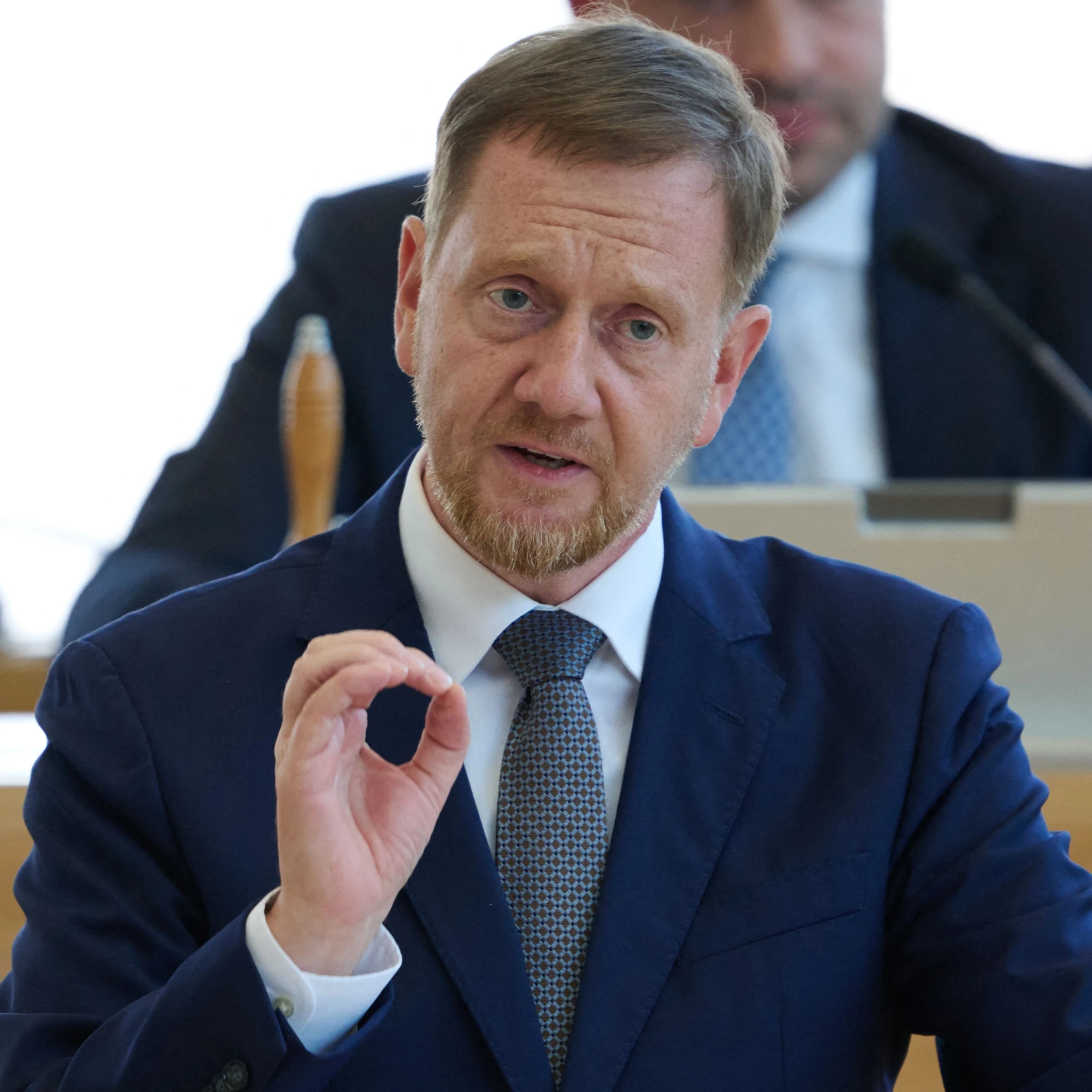 Angst um die Arbeitsplätze: Sachsens Ministerpräsident Michael Kretschmer (CDU) im Landtag