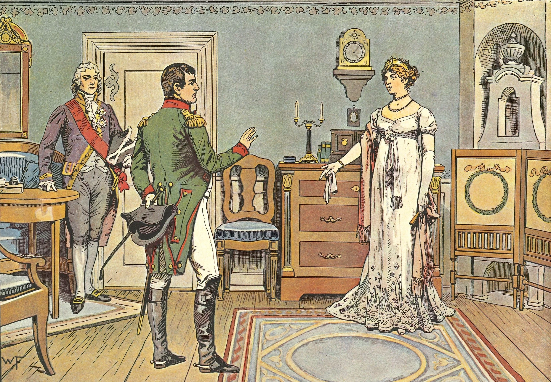 So wollte man es gern sehen: Die Begegnung zwischen Luise und Napoleon in einer Darstellung aus dem Volksbuch „Die Königin Luise. In 50 Bildern für Jung und Alt“ von 1896