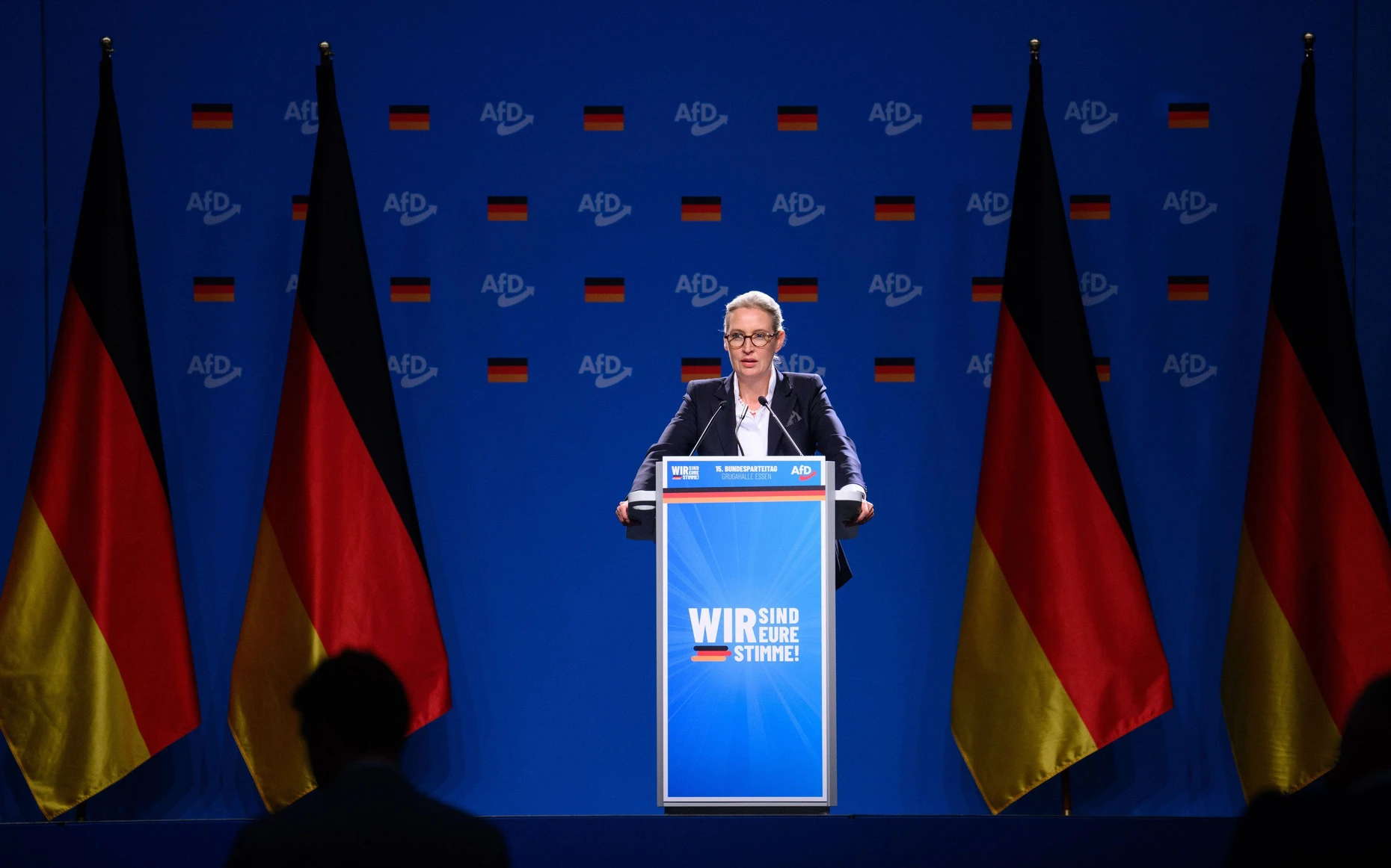 Alice Weidel bei ihrer Rede auf dem Essener Bundesparteitag im Jahr 2024