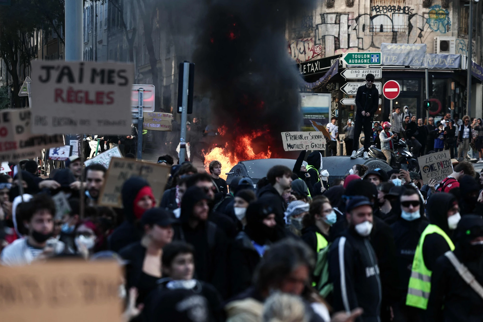 Demonstrationsteilnehmer am Vormittag in Marseille