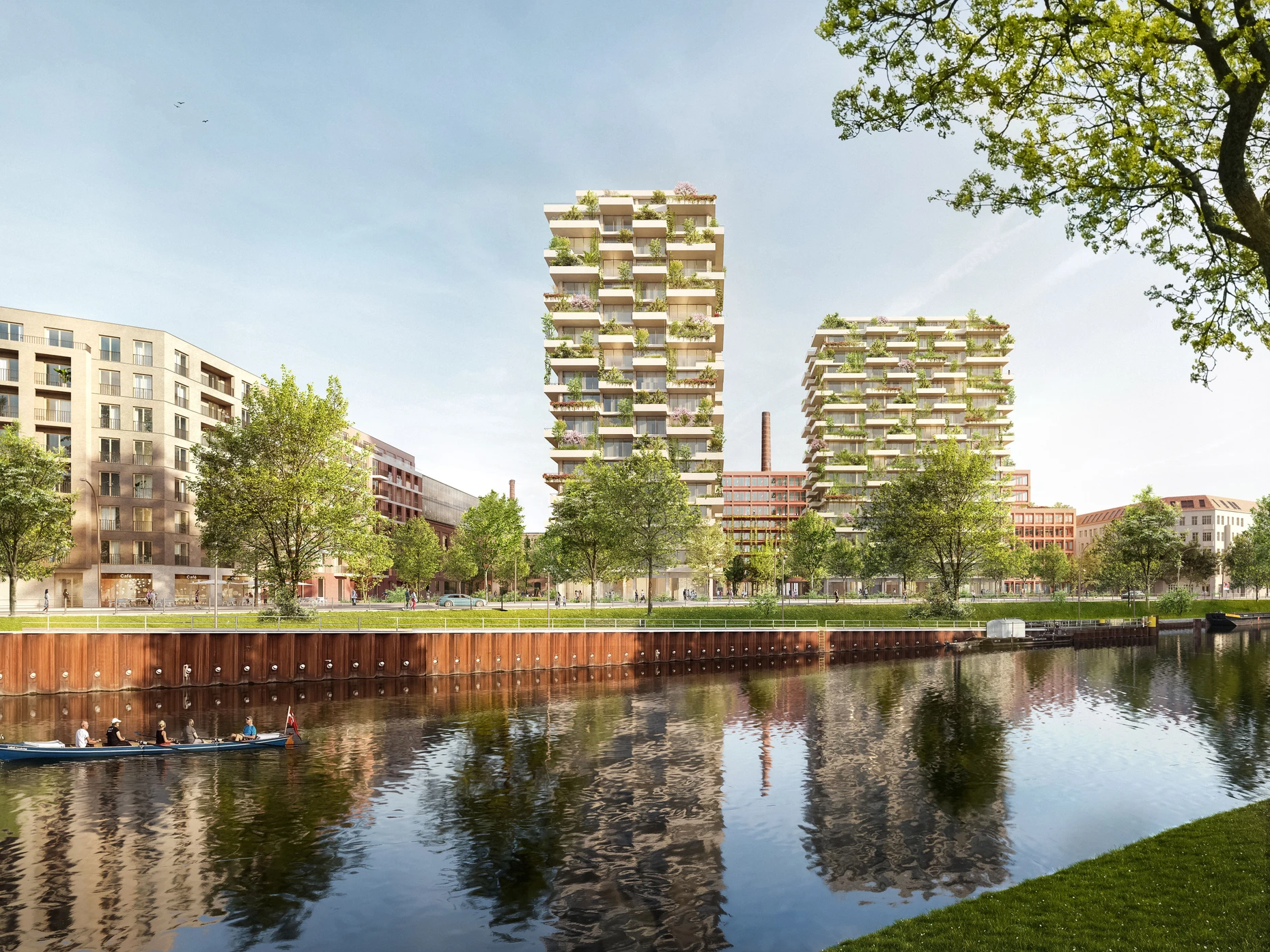 Wohnen am Wasser: Am Charlottenburger Verbindungskanal in Berlin-Moabit soll das Quartier Moaville mit 500 Wohnungen entstehen.
