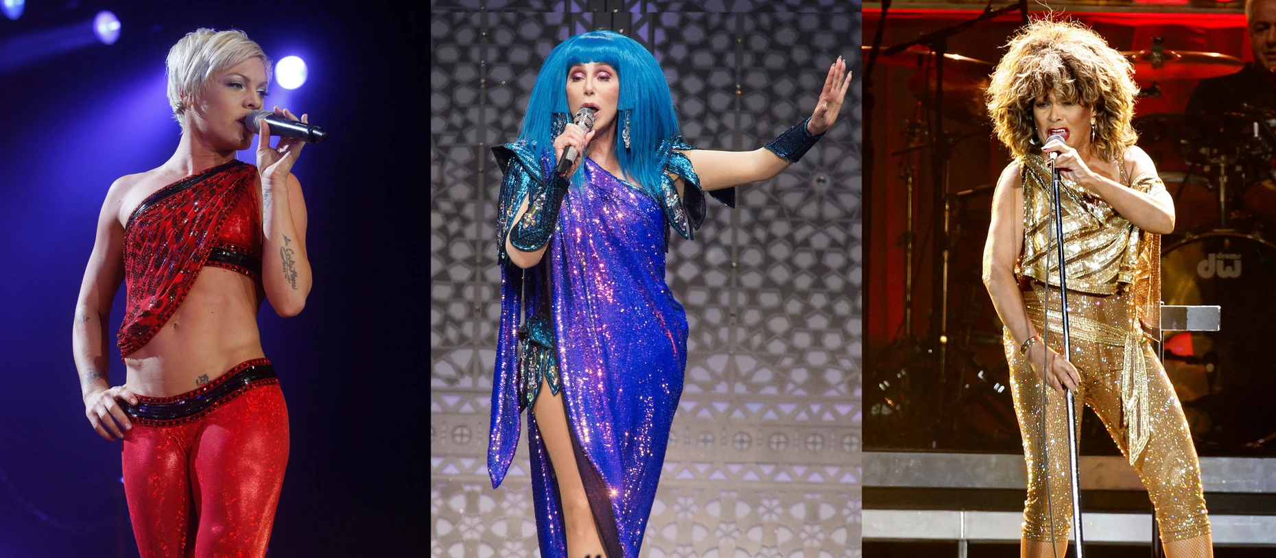 Designer für die Stars: Pink in Manchester im Jahr 2009, Cher in Philadelphia 2019 und  Tina Turner in London 2009
