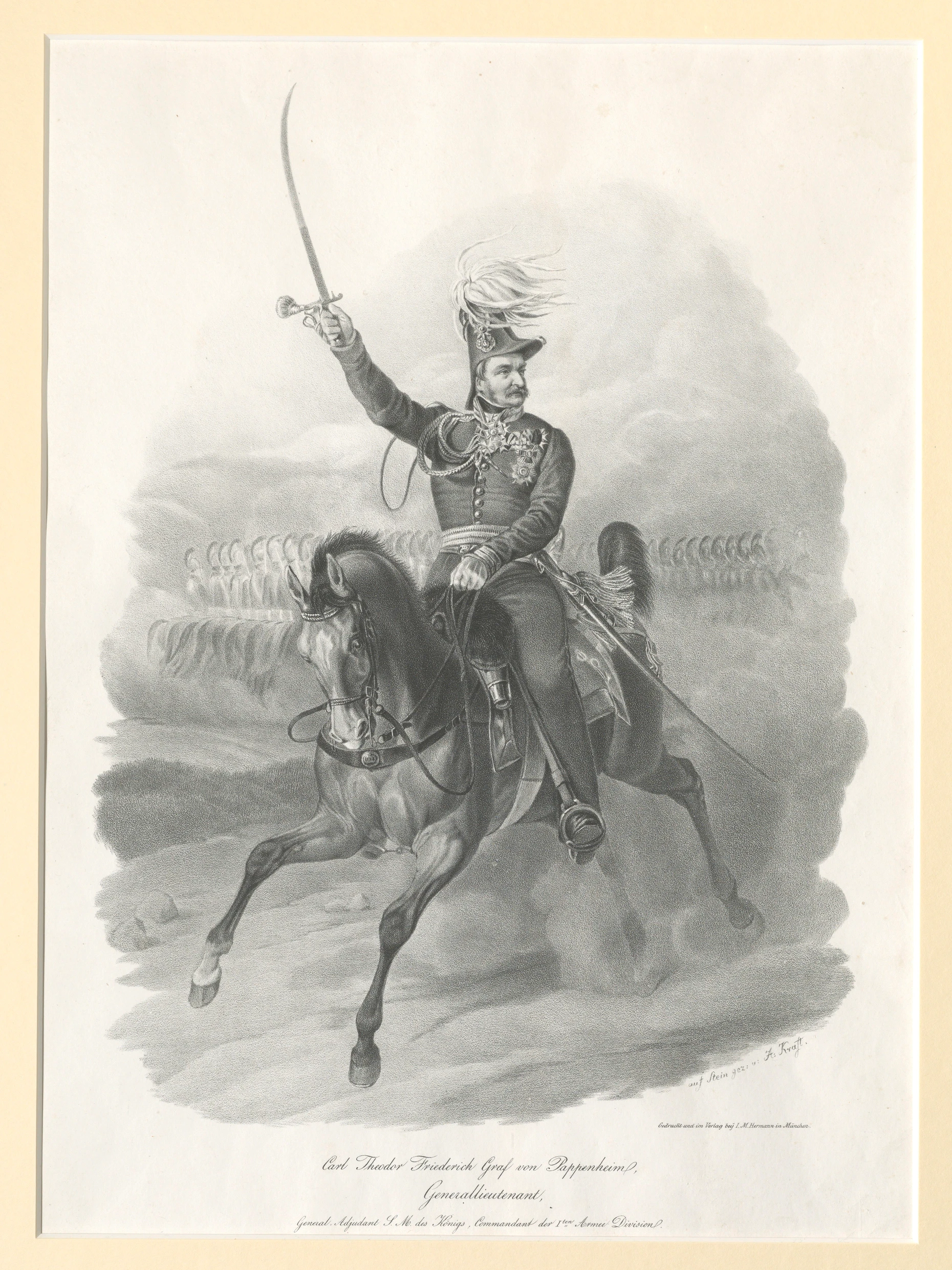 Carl Theodor zu Pappenheim, Lithografie von August Kraft, Druck M. Herrmann, München