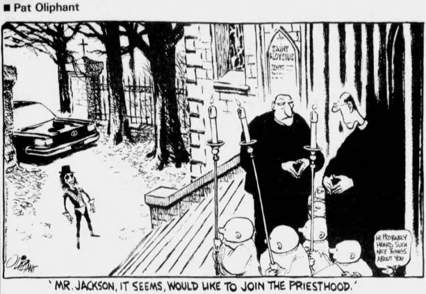 Der Cartoon (in Anführungszeichen) verbreite hässliche Anschuldigungen in breiten Strichen, rügte 1993 ein Leserbriefschreiber in der "Tampa Bay Times". In Wirklichkeit waren die Striche wie immer bei Oliphant sehr fein.