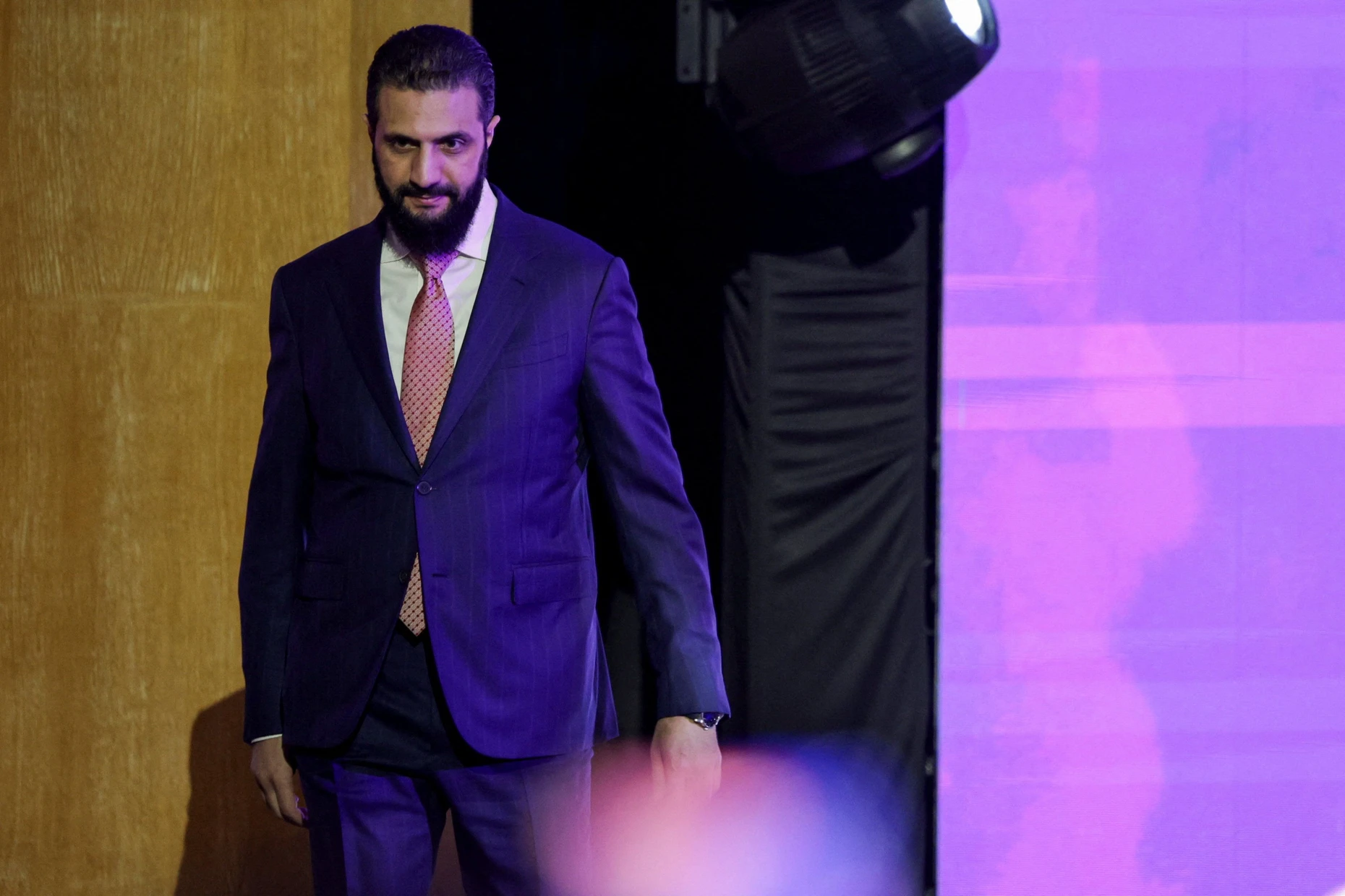 Syriens Präsident Ahmed al-Scharaa bei der Eröffnung einer Messe in Damaskus im August 2026