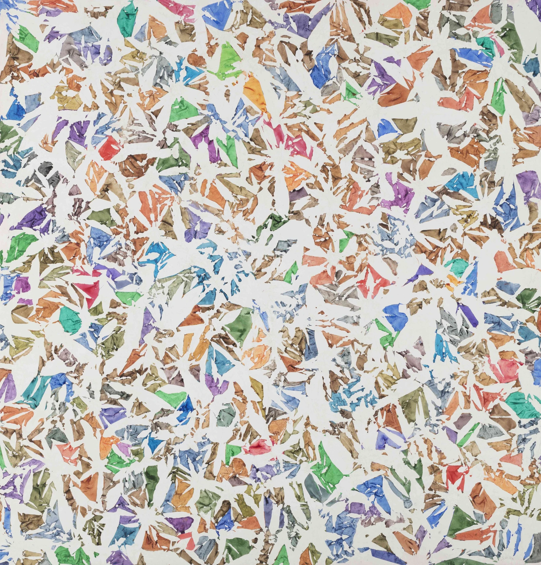 Wimmelbild der Form: Simon Hantaïs „Blancs“ von 1974 in Acryl auf Leinwand