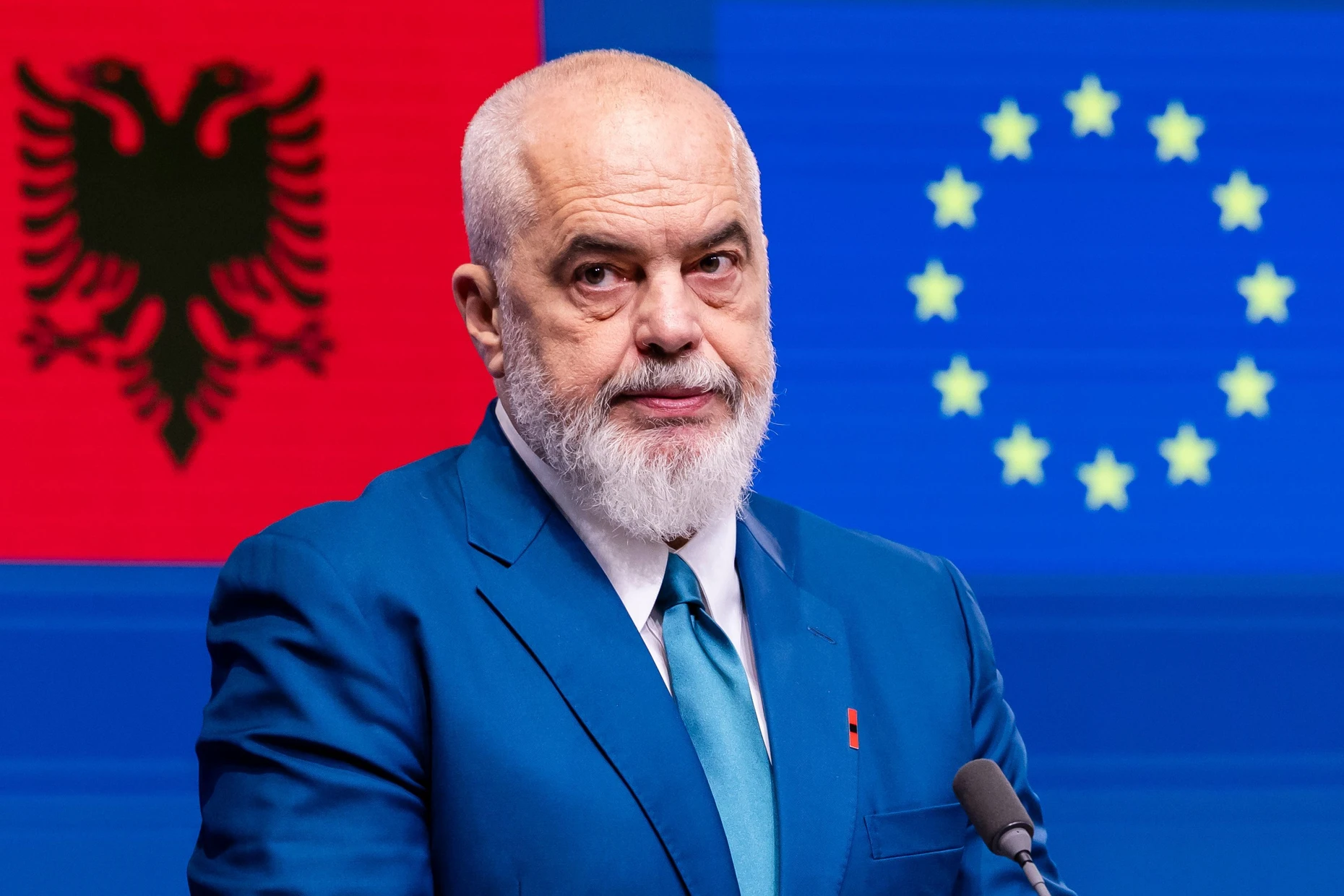 Albaniens Ministerpräsident Edi Rama, hier nach der Tagung des Assoziationsrates EU-Albanien bei einer Pressekonferenz in Brüssel im vergangenen November
