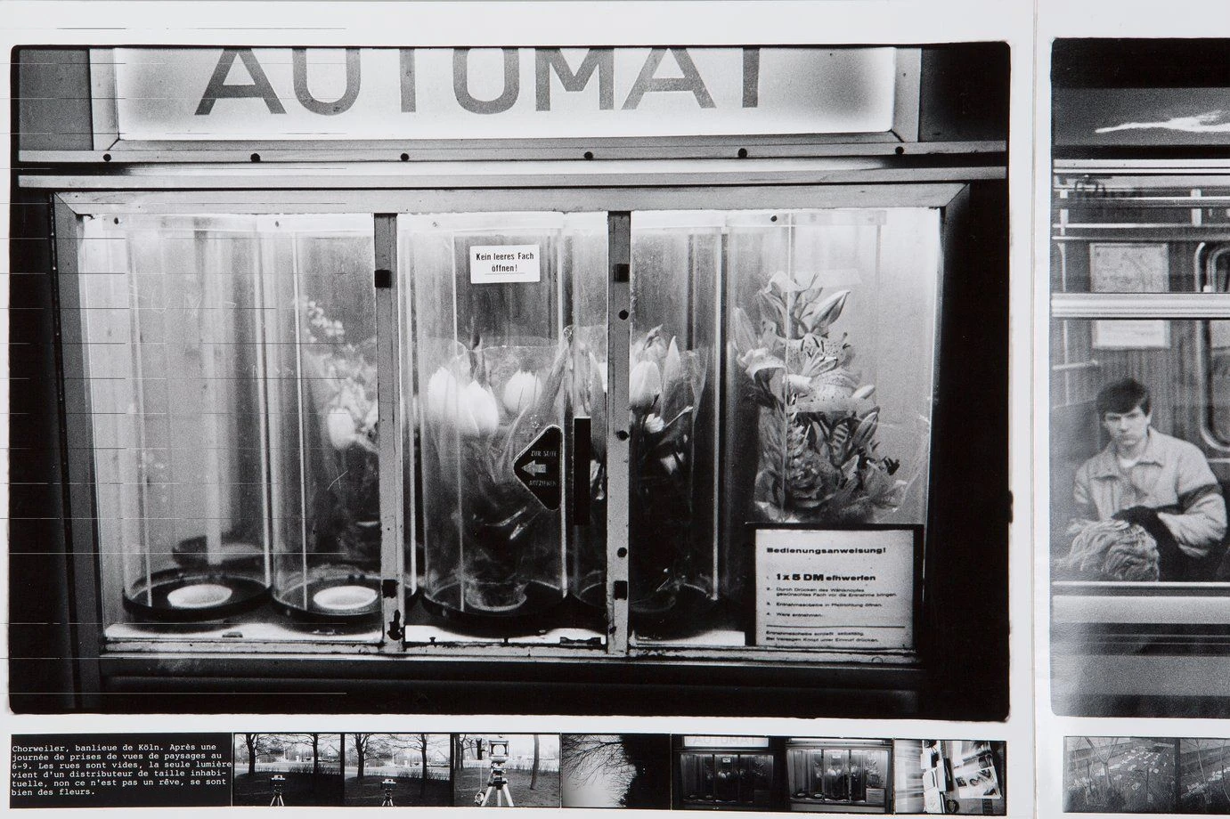 Blumenstillleben aus dem Automaten: Karl Kugels „Le voyage allemand, (Köln, Chorweiler)“, Auszug aus der 5. Sequenz, 1983